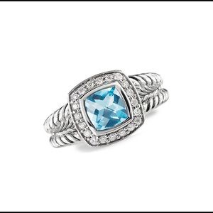 David Yurman Albion Ring w/ Blue Topaz & Diamonds